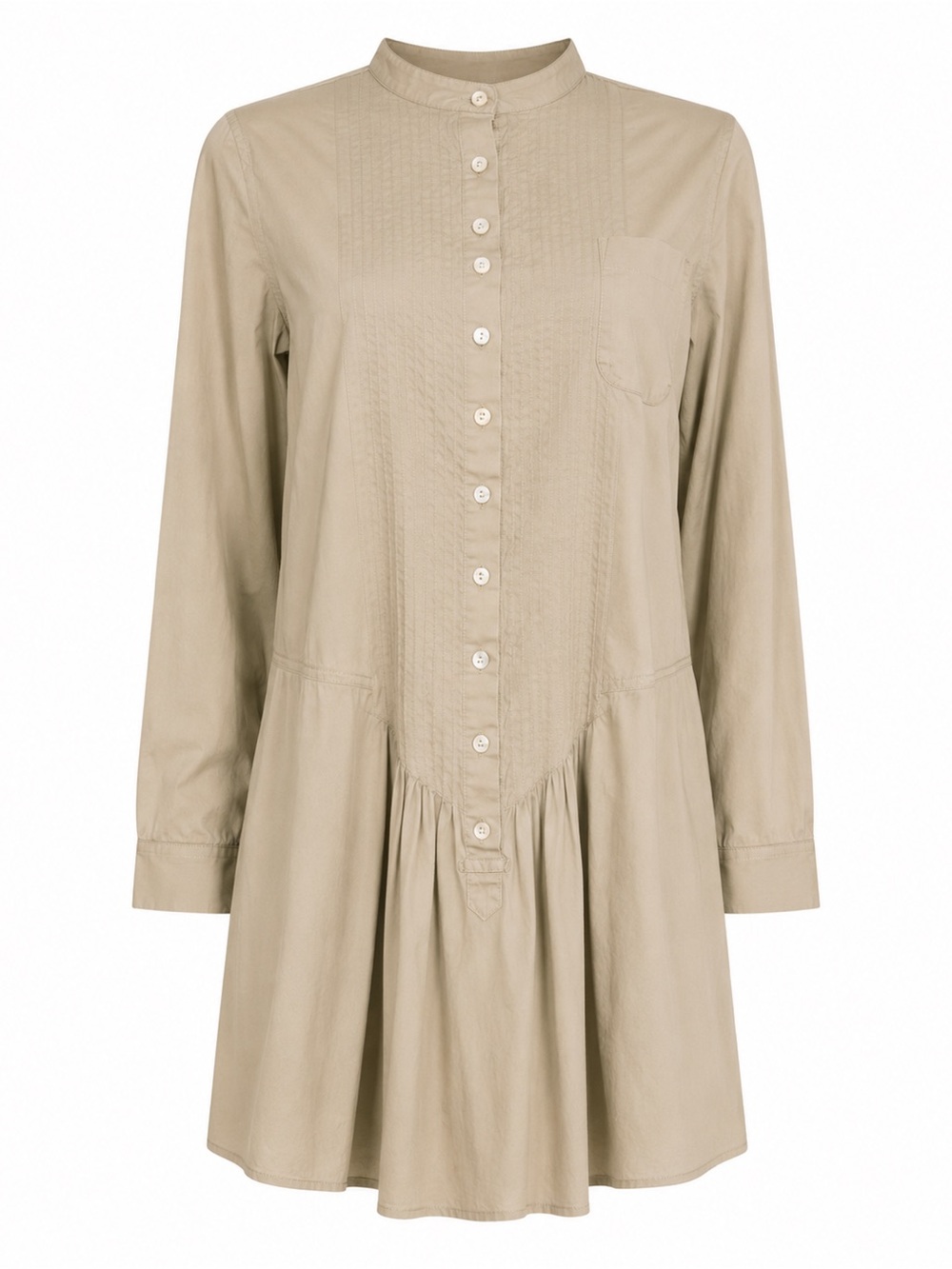Chico’s Taupe Pintuck Button Front Shirt Dress Size 3 XL